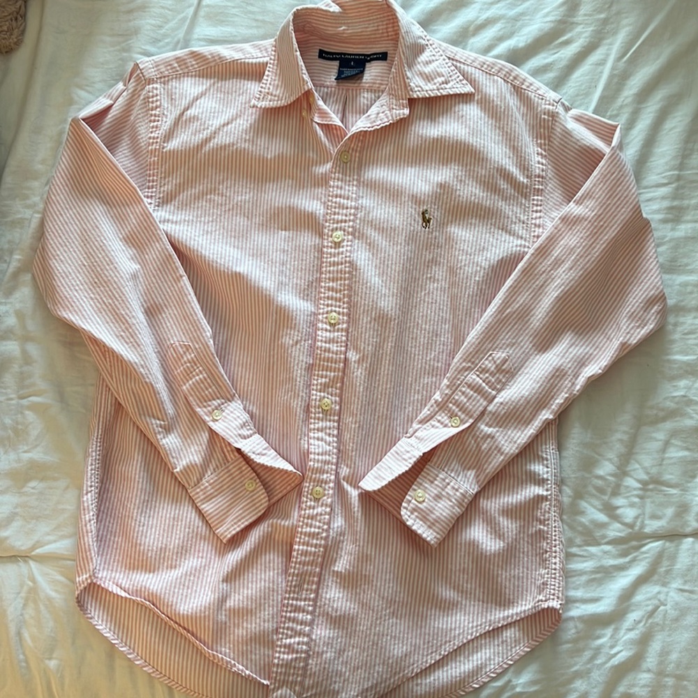 Ralph Lauren Pink Pinstripe top